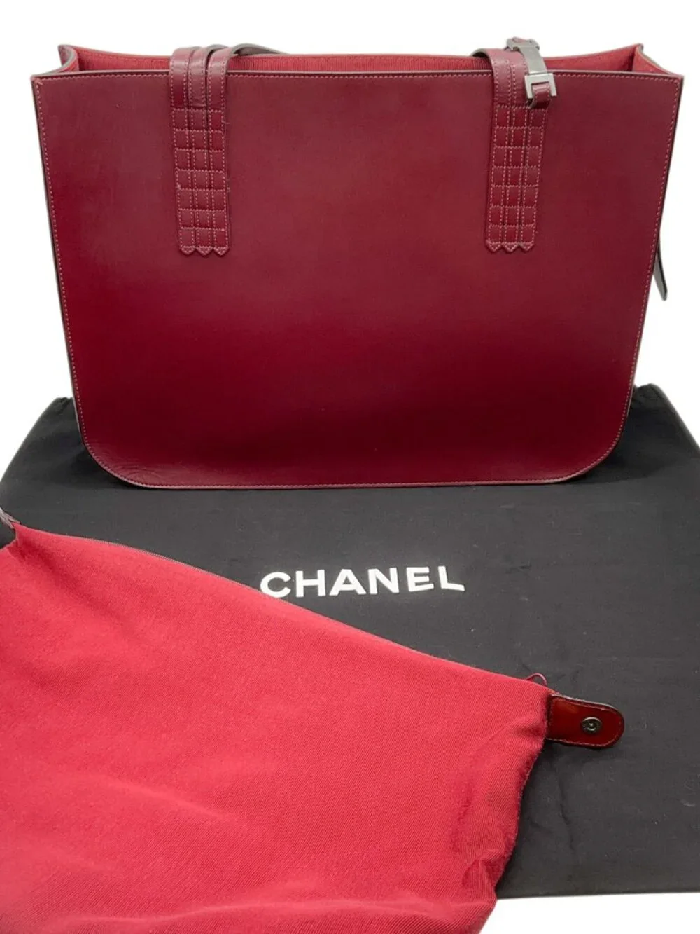 Chanel Vintage Burgundy Leather Shopper Tote